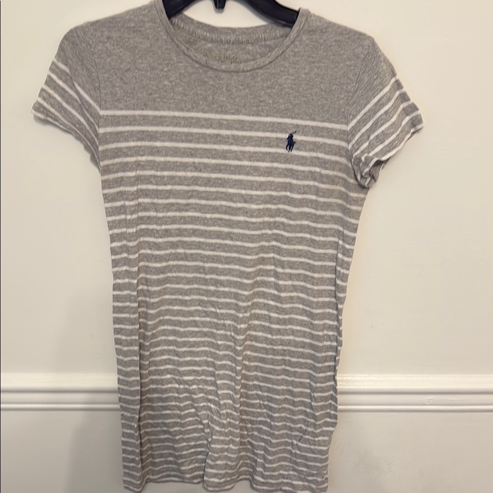 Polo Ralph Lauren Gray Striped T-Shirt Dress